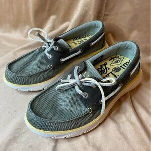L.L.Bean Women's Kennebec Boat Shoes 2-Eye Moc Gray Mesh Leather Size 7